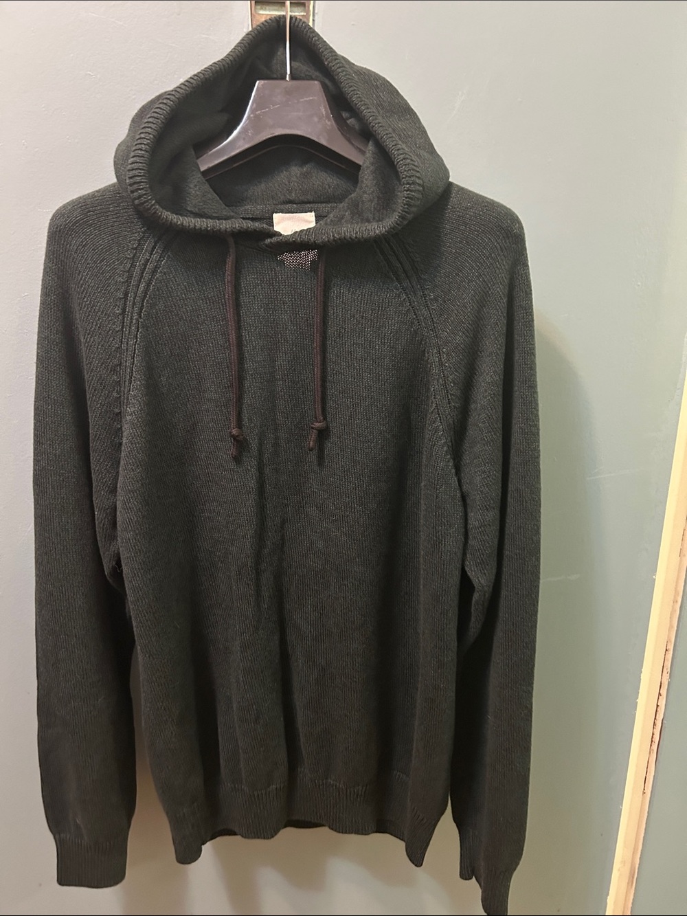 Men's H&M LOGG Dept HOODED Knit Sweater Dark Green size Small BRAND NEW TAG RARE